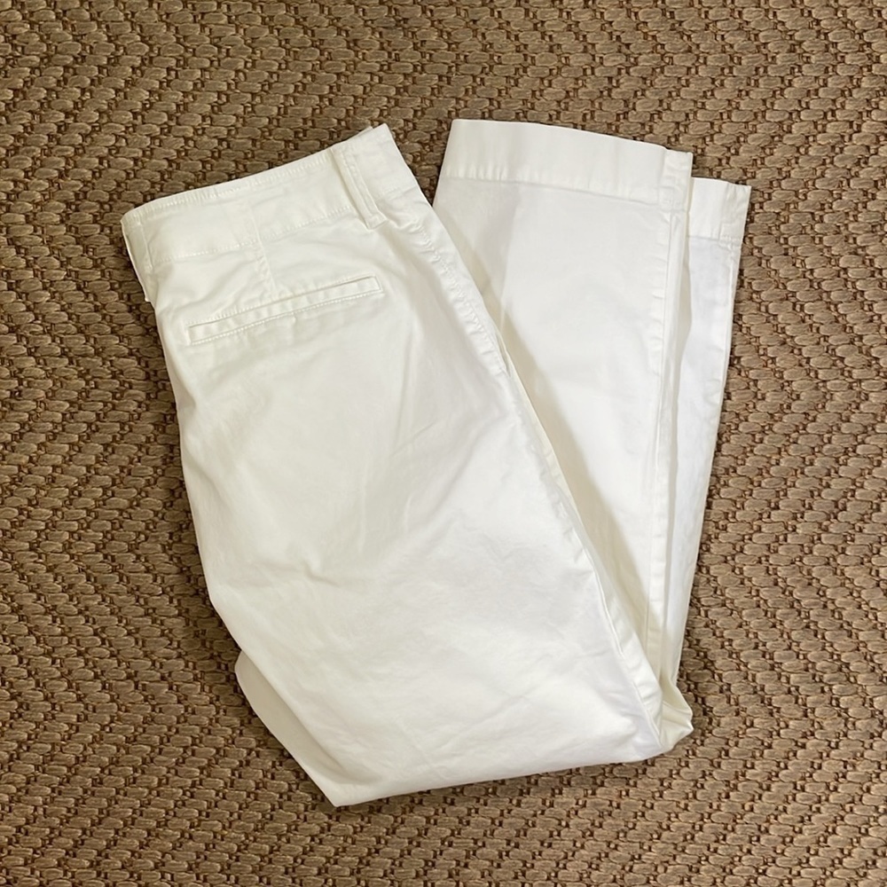 Everlane - High Waist Button Wide Legged Straight - White - Size 10